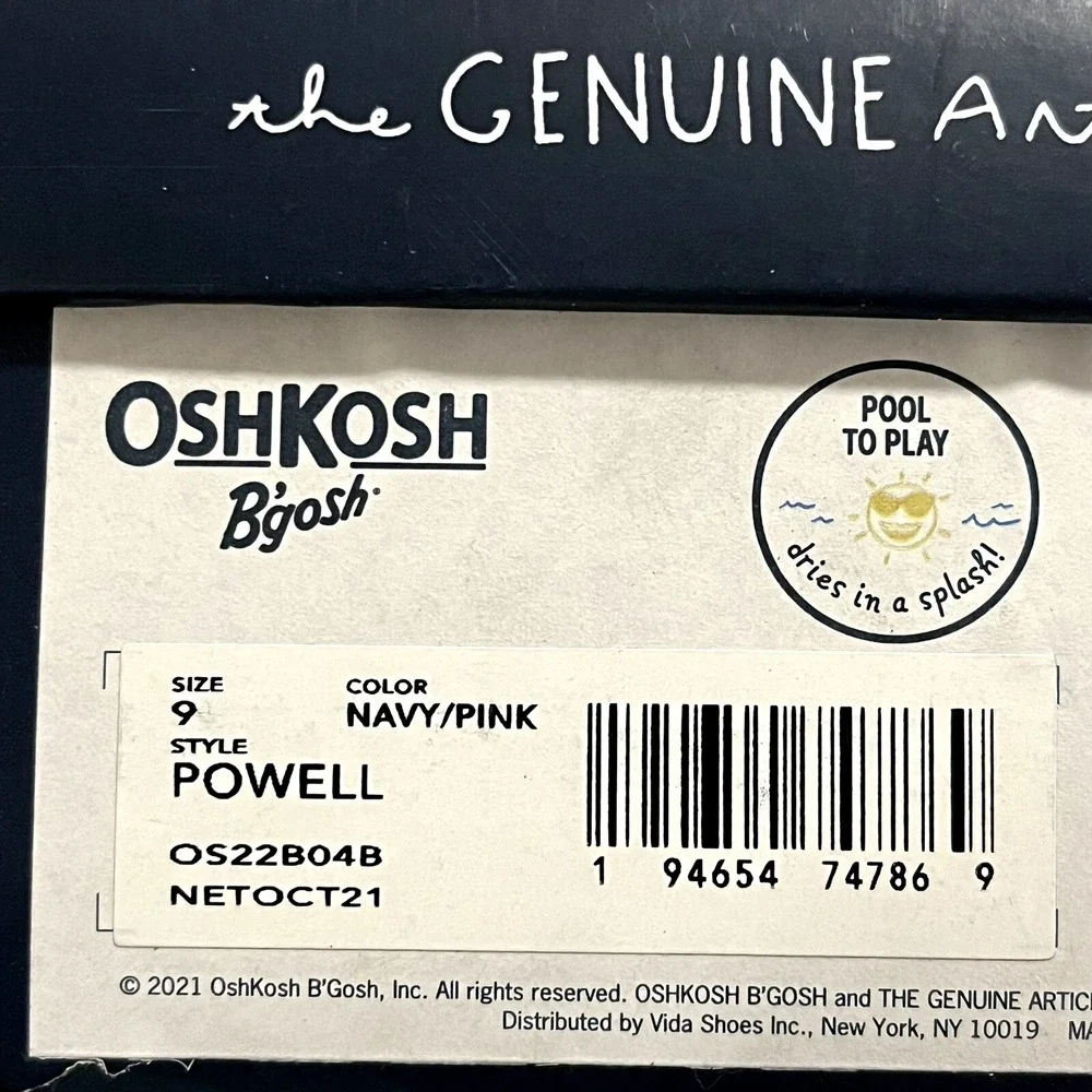 OshKosh Toddler Girls Slip on Knit Sneaker Size 9‎ Navy Blue-Pink Lightweight